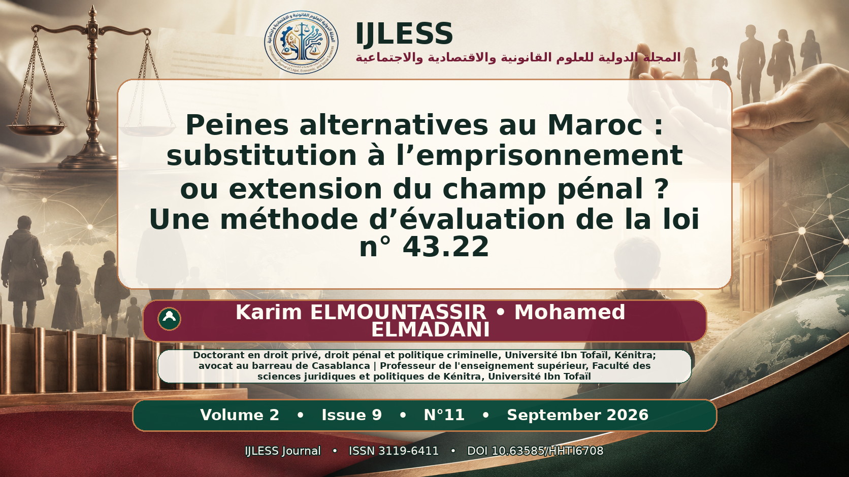 Peines alternatives au Maroc : substitution à l’emprisonnement ou extension du champ pénal ? Une méthode d’évaluation de la loi n° 43.22