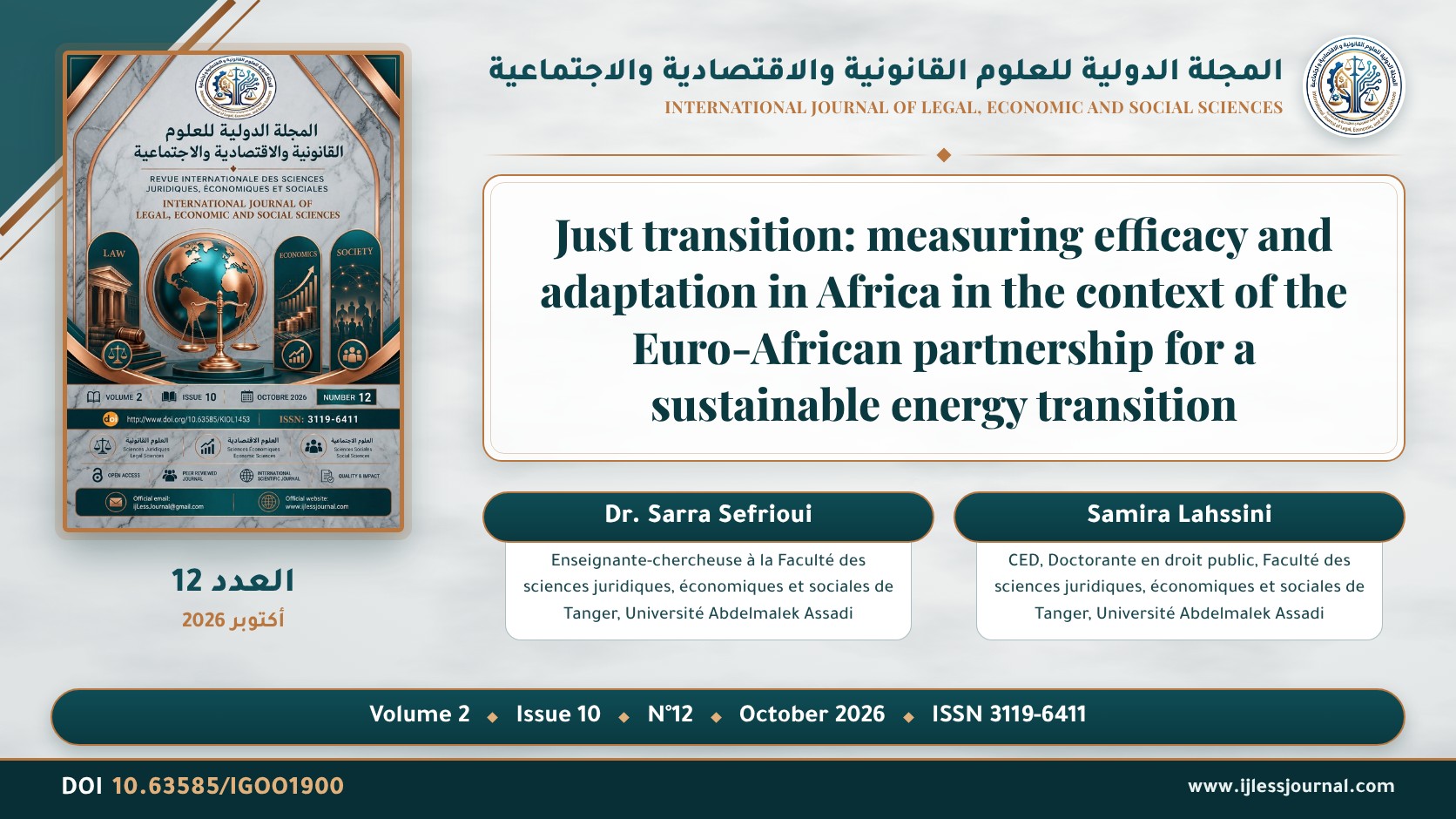 Just transition: measuring efficacy and adaptation in Africa in the context of the Euro-African partnership for a sustainable energy transition